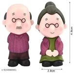 Grandparents Couple Miniature – Polyresin Cute Old Couple Figurine Set - Back Garden Nursery
