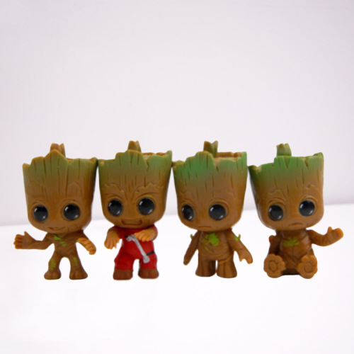 Baby Groot Pot Head Miniature Figurine set of 4 - Back Garden Nursery