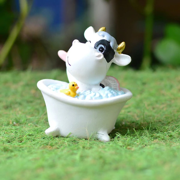 Endearing Bathing Cow Miniature - Back Garden Nursery