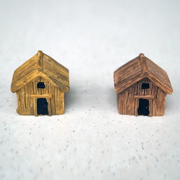 Miniature House Wood Finish Fairy Dollhouse Ornament 1 Pc - Back Garden Nursery