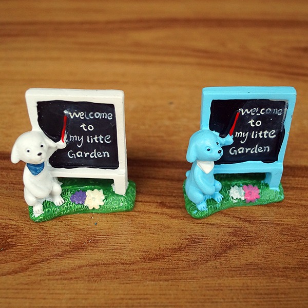 Miniature Reading Dog ,Puppy Welcome Sign Fairy Garden Ornament 1Pc - Back Garden Nursery