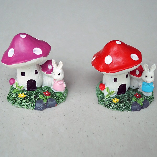 Cute Bunny Mushroom House Dollhouse Ornament 1 Pc - Back Garden Nursery
