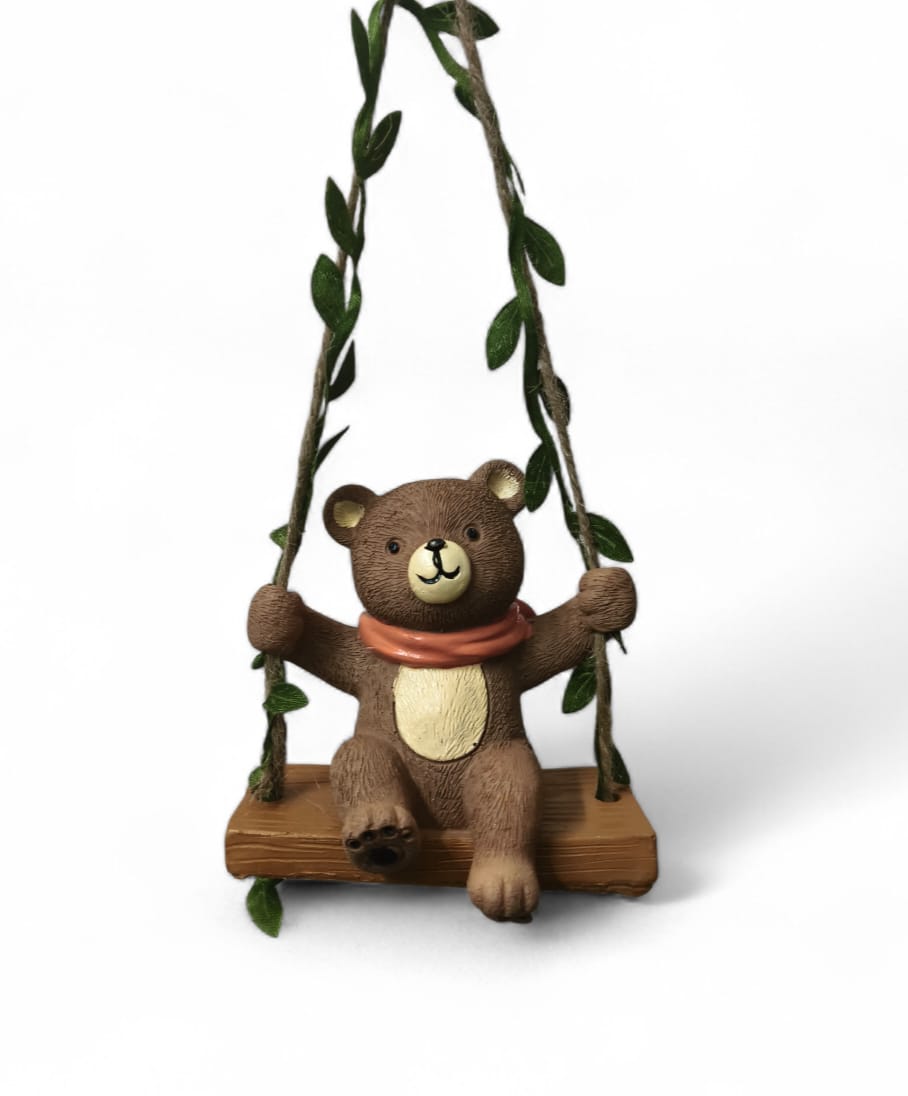 Teddy Bear Swing Miniature Figurine -Hanging item - Back Garden Nursery