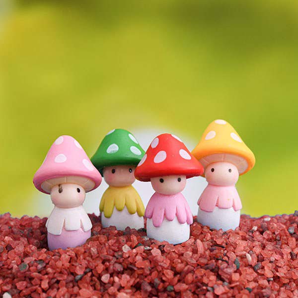 Cute Mini Mushroom Head Girl Set of 4 - Back Garden Nursery