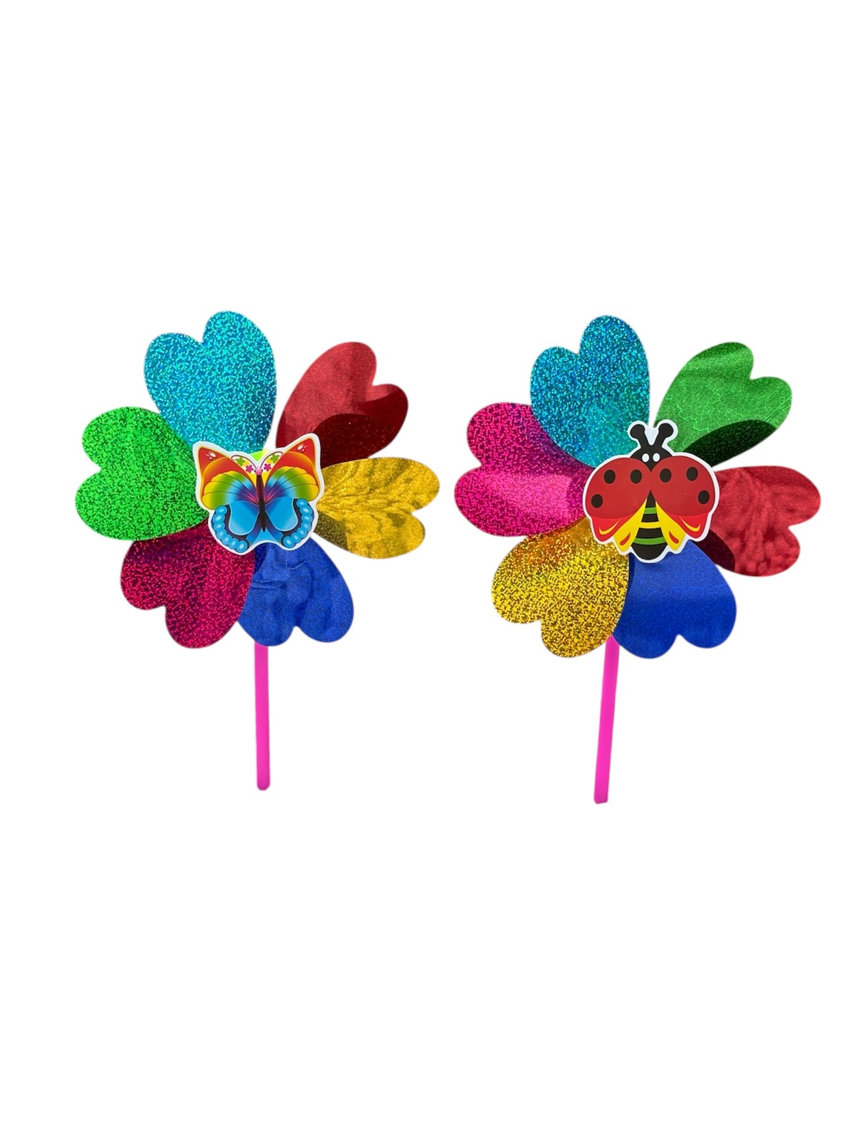 Multicolor Glitter Windmill Garden Stick – Set of 4 -Back Garden Nursery