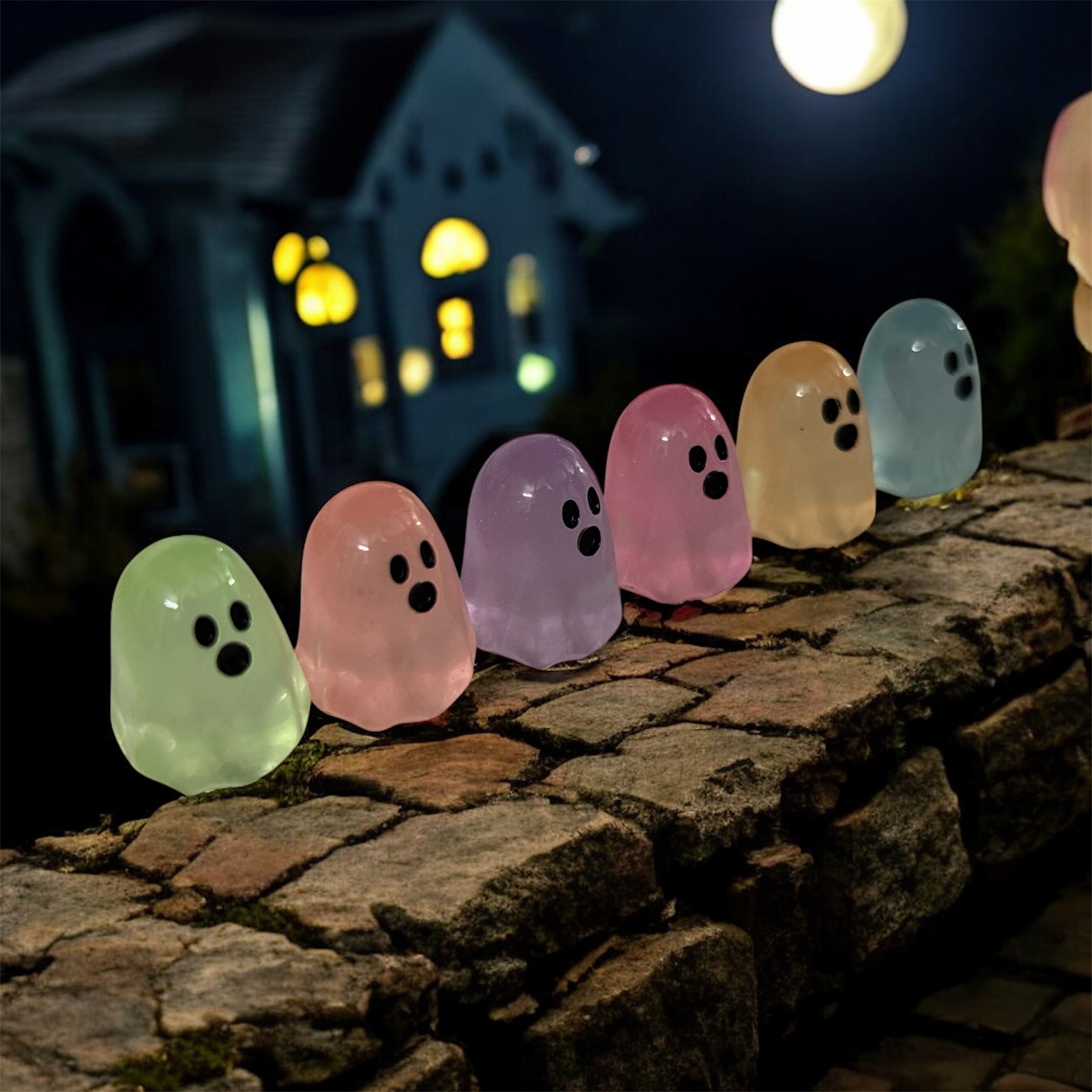Mini Mini Ghost Resin Glow‑in‑the‑Dark - Colourful Glow In Dark- Back Garden Nursery