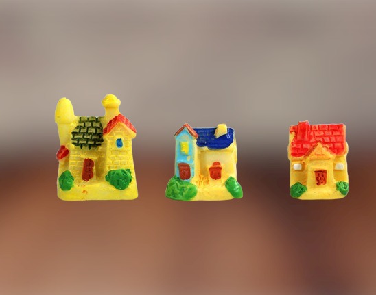 Miniature Coloured House New Fairy Dollhouse (set of 3) - Back Garden Nursery