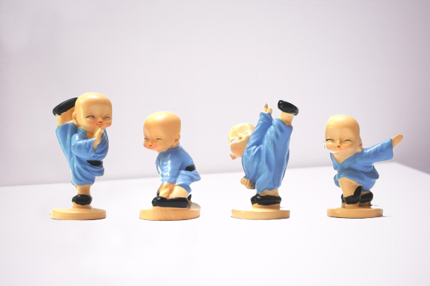 Mini Kungfu Monk Miniature Figurine Set of 4 - Back Garden Nursery