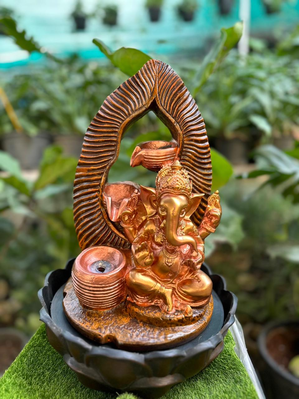 16" INCH "GANESH JI" TABLE TOP WATER FOUNTAIN WITH MULTICOLOR LED LIGHTS & WATERPUMP.