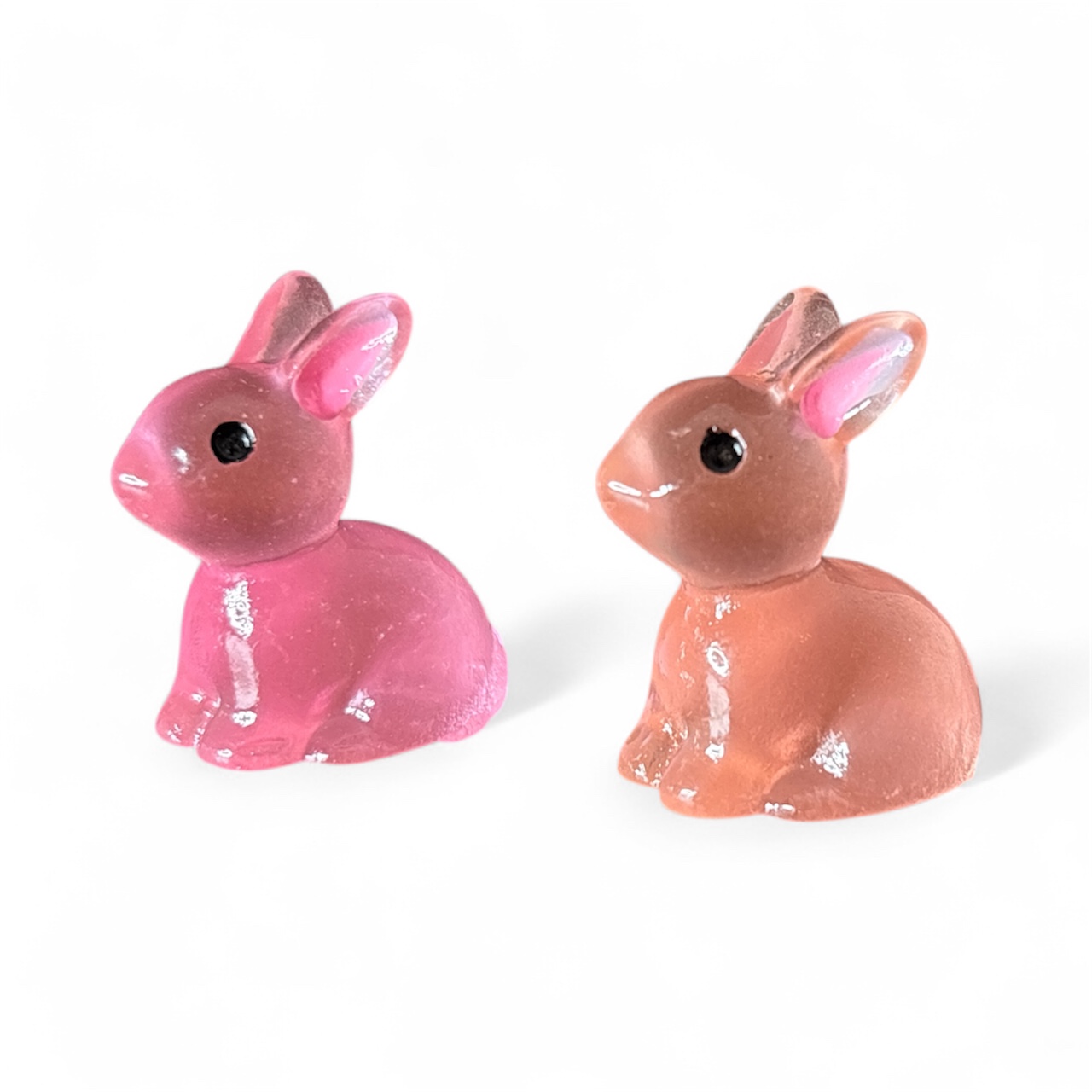 Mini Rabbit Resin Miniature Set - Colourful Glow In Dark- Back Garden Nursery