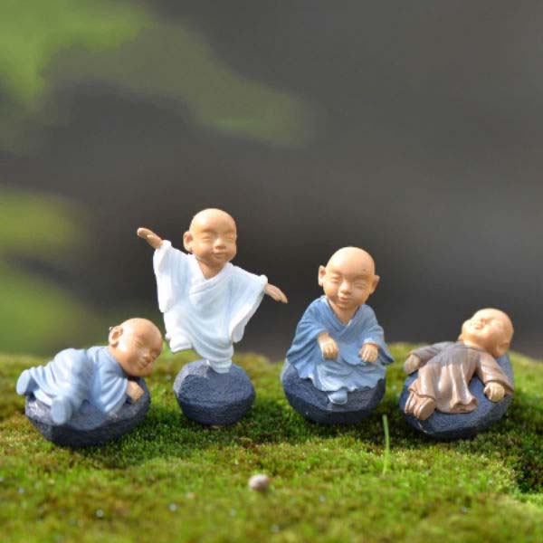 Set of 4 Shaolin Monks Miniature Statue - Back Garden Nursery