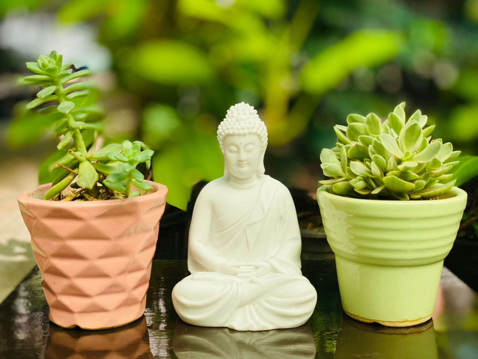 Serenity Buddha in Meditation Statue (White) For Office Decor