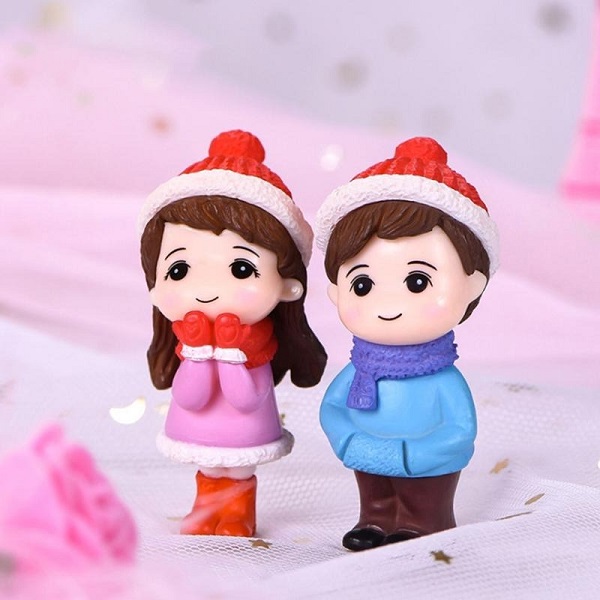 Cute Christmas Couple Fairy Garden Miniature - Back Garden Nursery