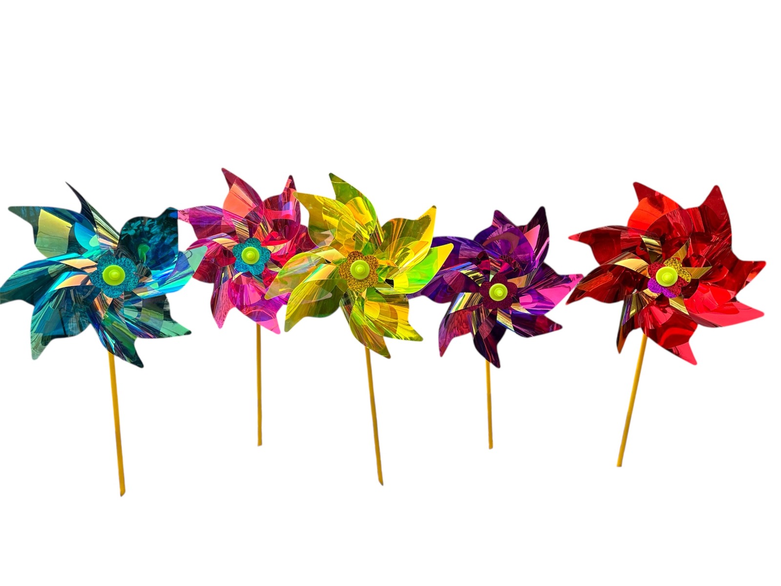 Multicolor Pinwheel Style Garden Windmill - Set of 4 - Back Garden Nursery
