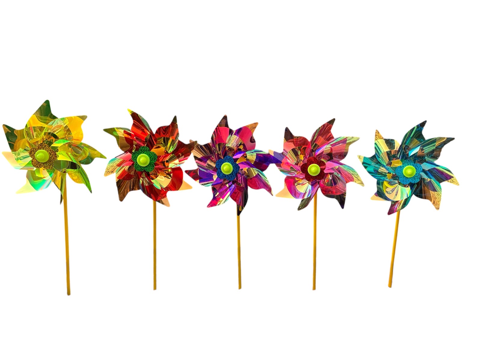 Multicolor Reflective Garden Windmill - Set of 4 - Back Garden Nursery