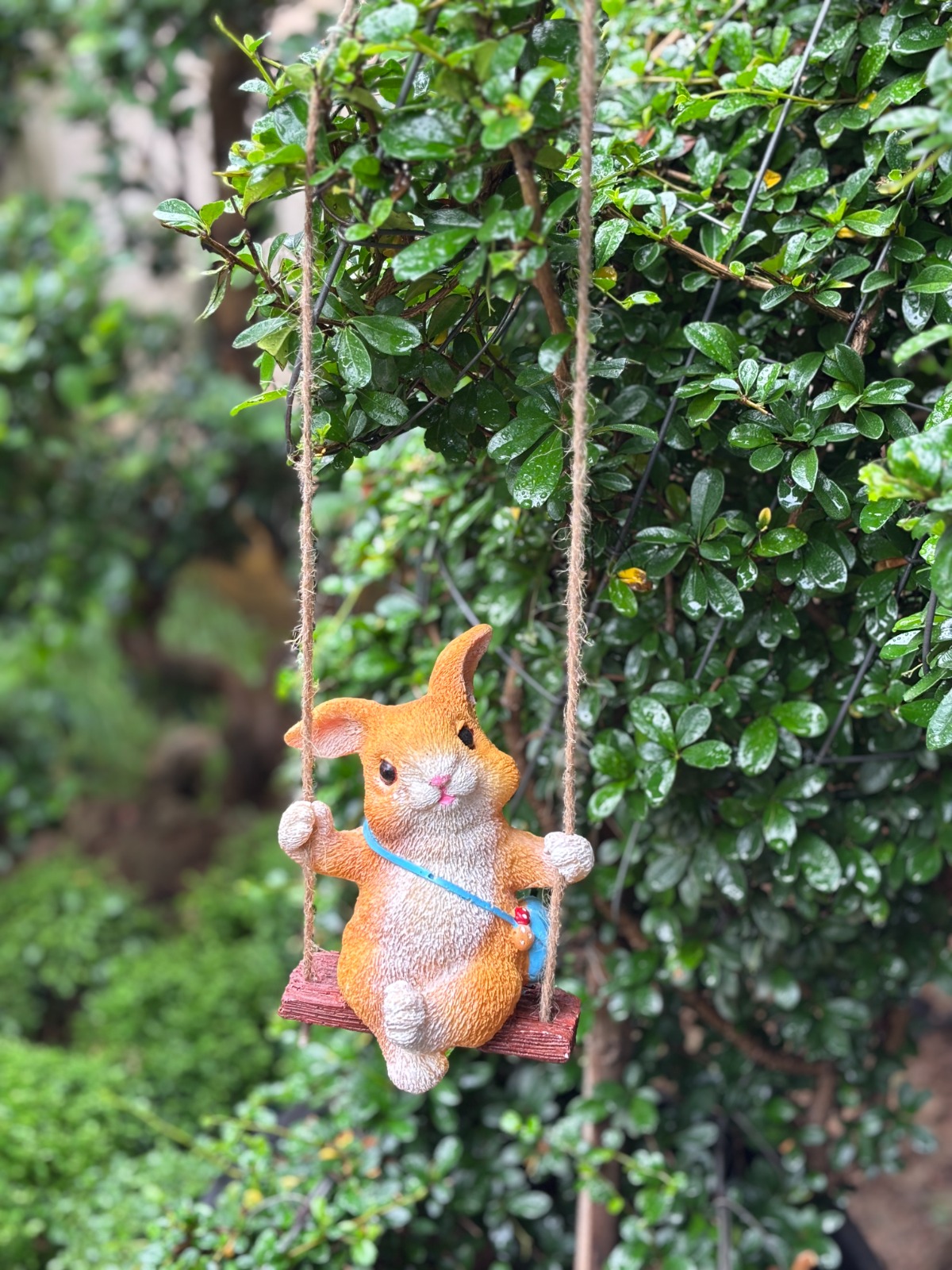 Hanging Bunny with Sling bag / Garden Decor Item / Back Garden Nursery