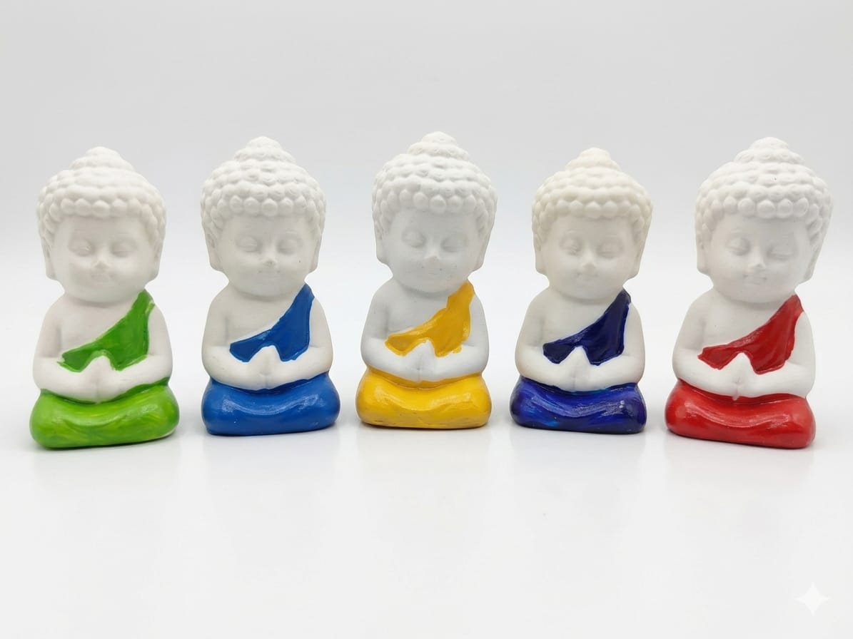 White Buddha Miniature –  Decorative Figurine - Back Garden Nursery