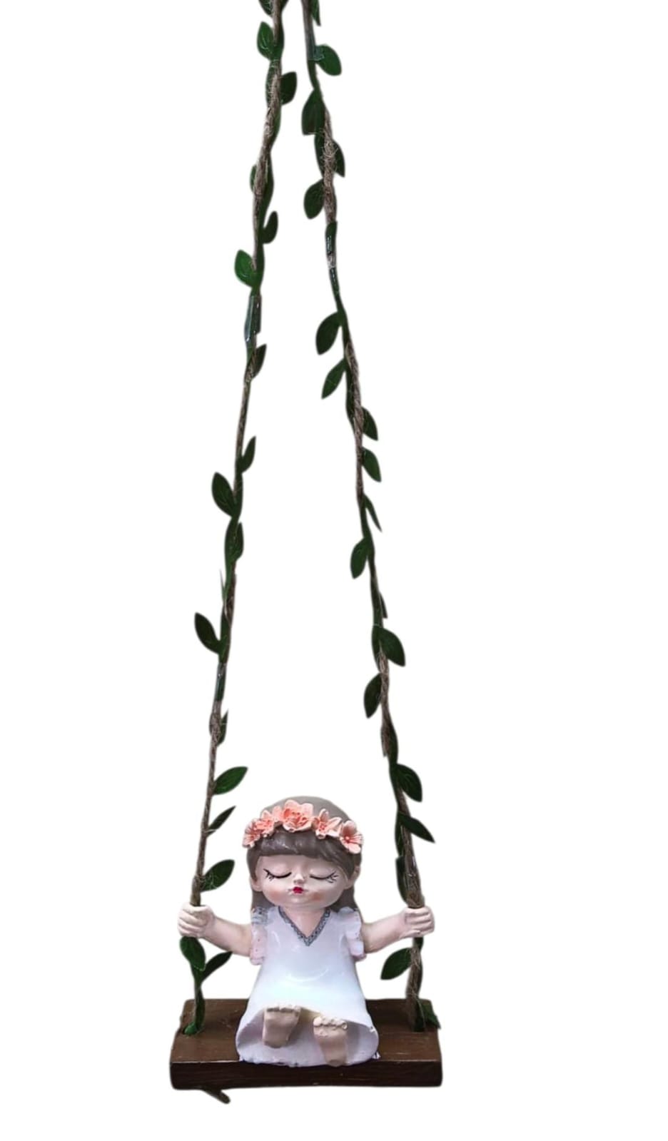 Cute Girl Sitting Swing Miniature Figurine for Garden & Home Décor - Back Garden Nursery