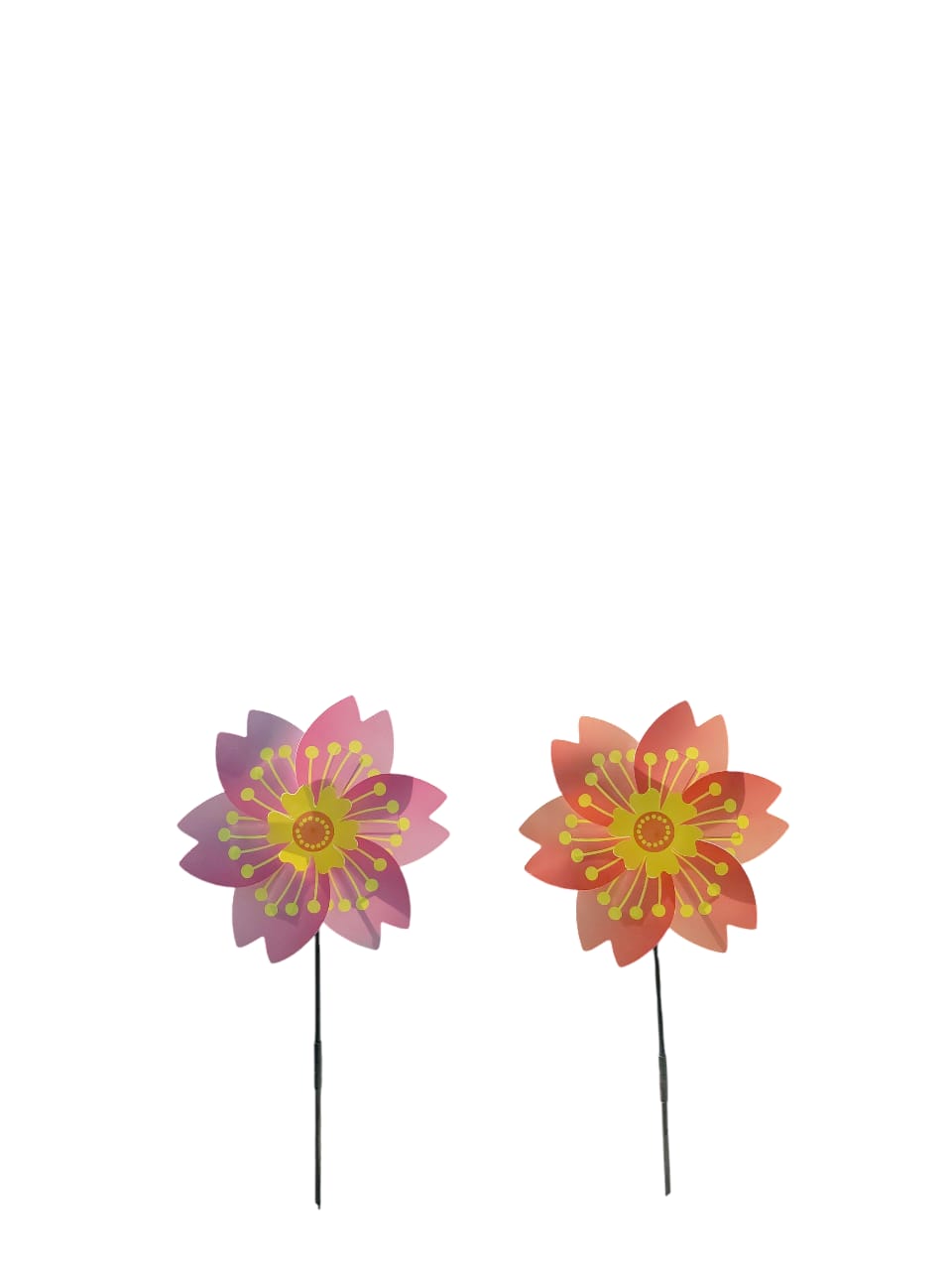 Set of 4 Toy Flower Windmills Outdoor Lawn Flower Yard Decoration - Back Garden Nursery